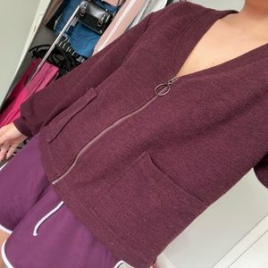 Urban Outfitters Full-Zip Maroon Sweater